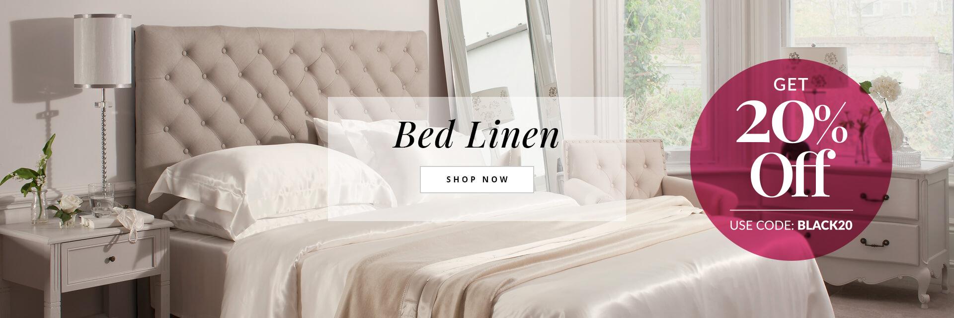 Bed with silk bed linen