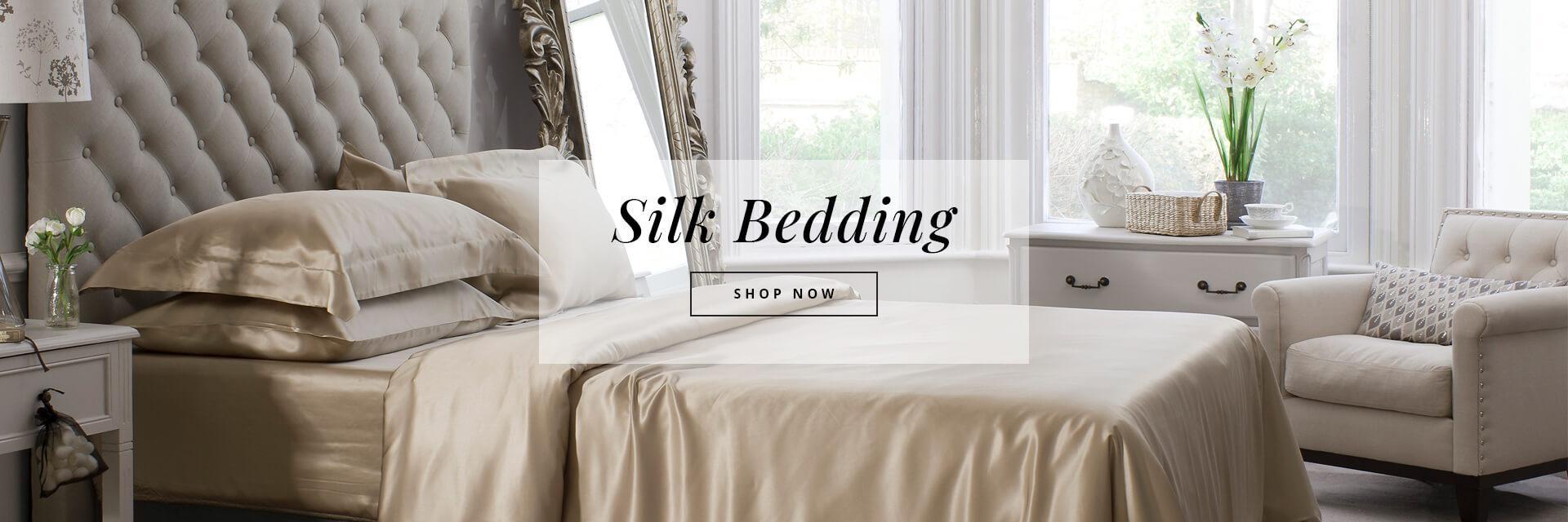 Bed with silk bedding