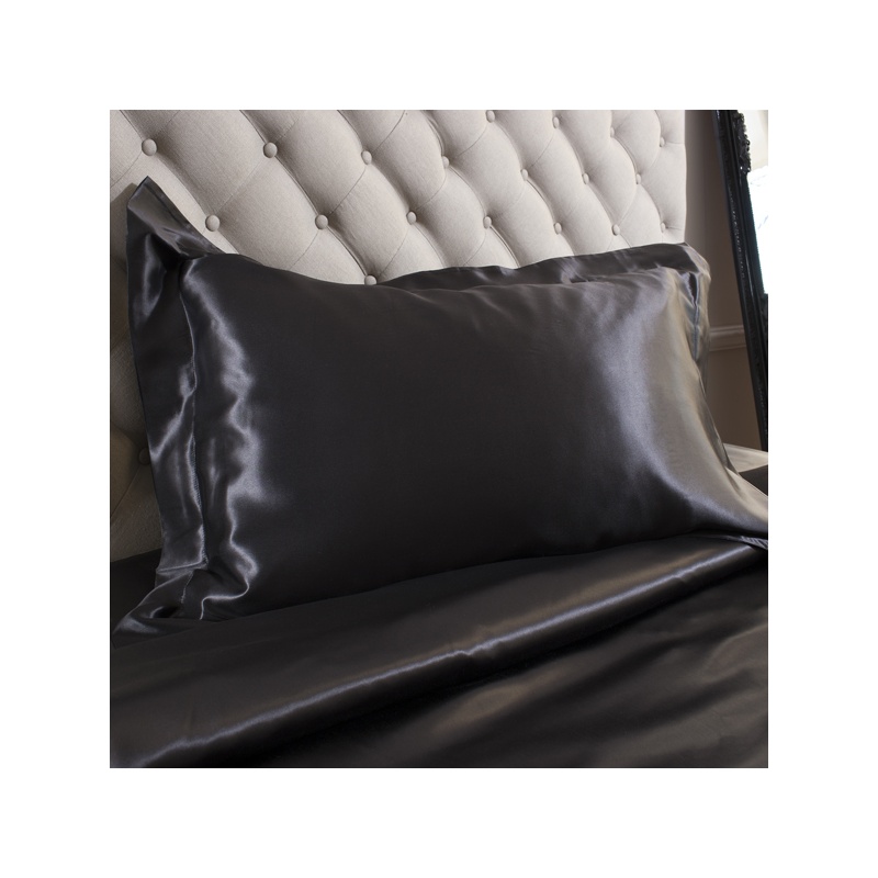 Black King Size Oxford Silk Pillowcase 
