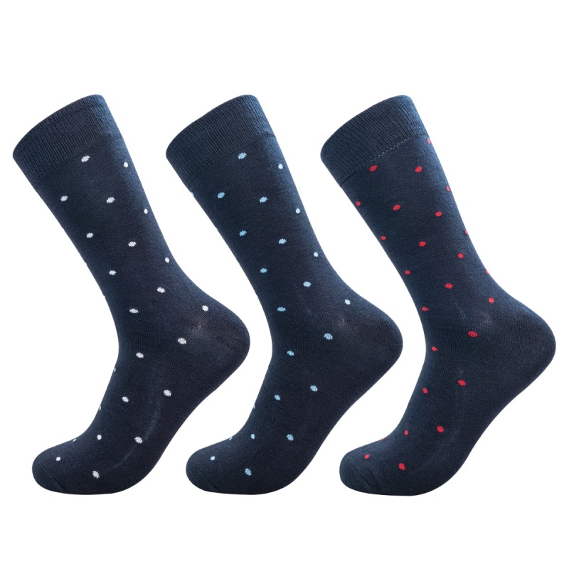 3 Pairs of Mens Supersoft Pure Bamboo Socks - Navy sky red 