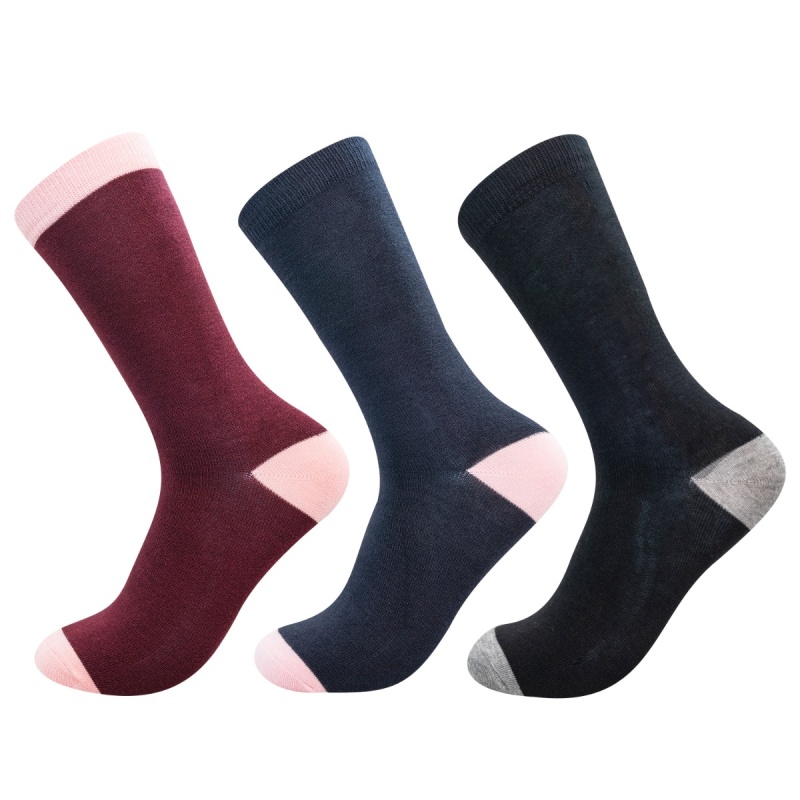 3 Pairs of Ladies Supersoft Pure Bamboo Socks - Black Navy Burgundy 