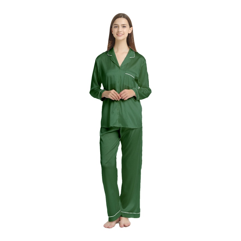 Ladies Pure Silk Pyjamas Emerald Green