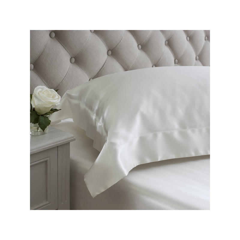 Ivory Oxford Square Silk Pillowcase