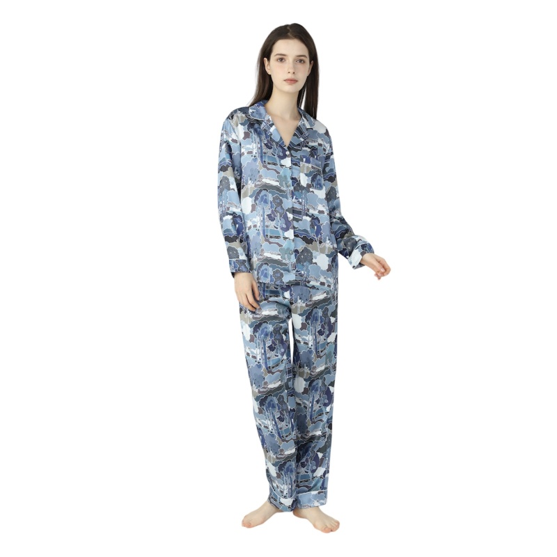 Women’s Liberty Prospect Road Navy Silk Pyjamas