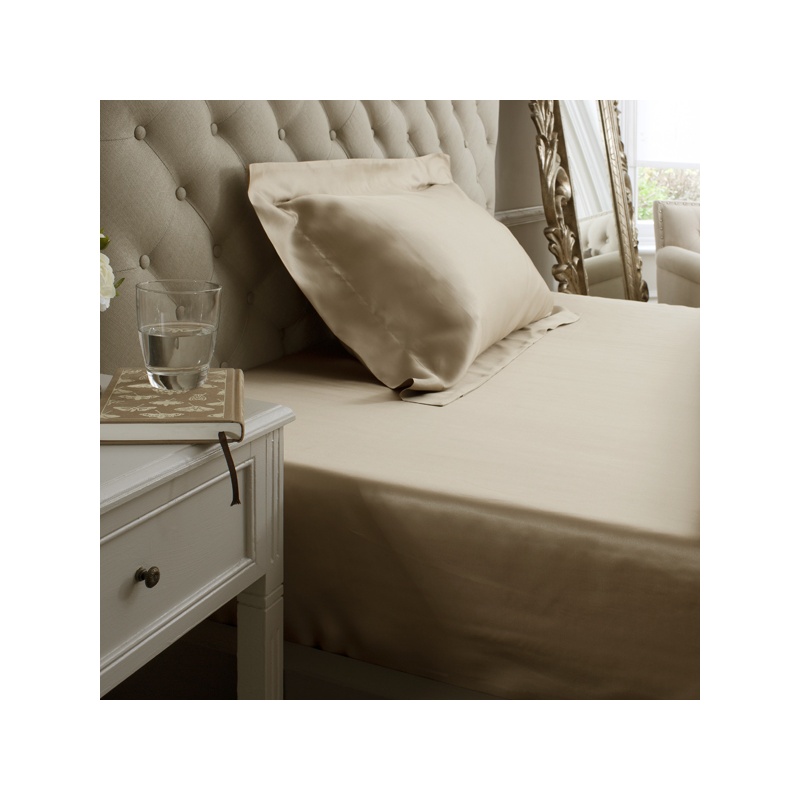 Taupe Silk Fitted Sheet