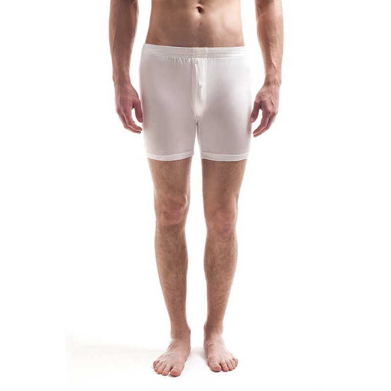 Mens Pure Knitted Silk Boxer Shorts - Ivory