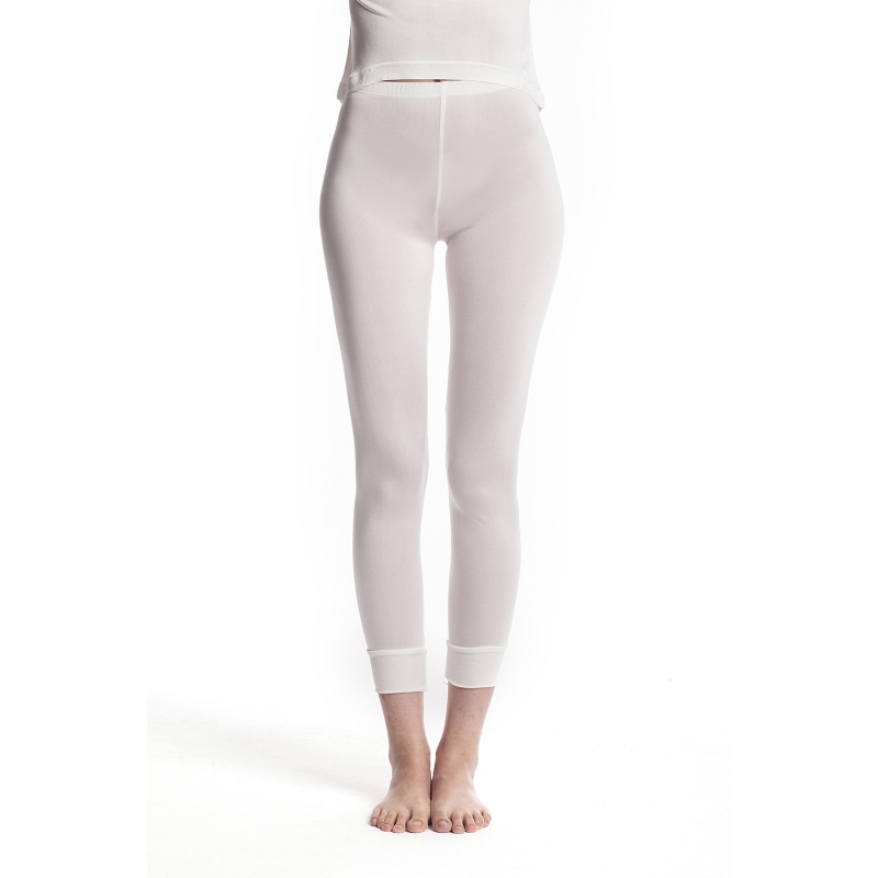 Ladies Pure Silk Ivory Thermal Long Johns