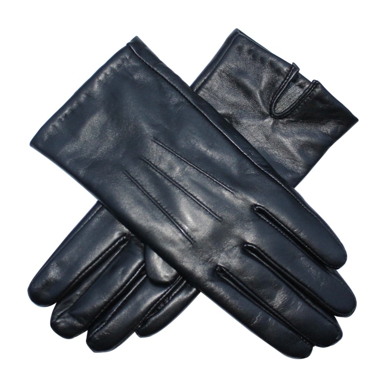 Ladies Lambskin Leather & Cashmere Lined Gloves - Black
