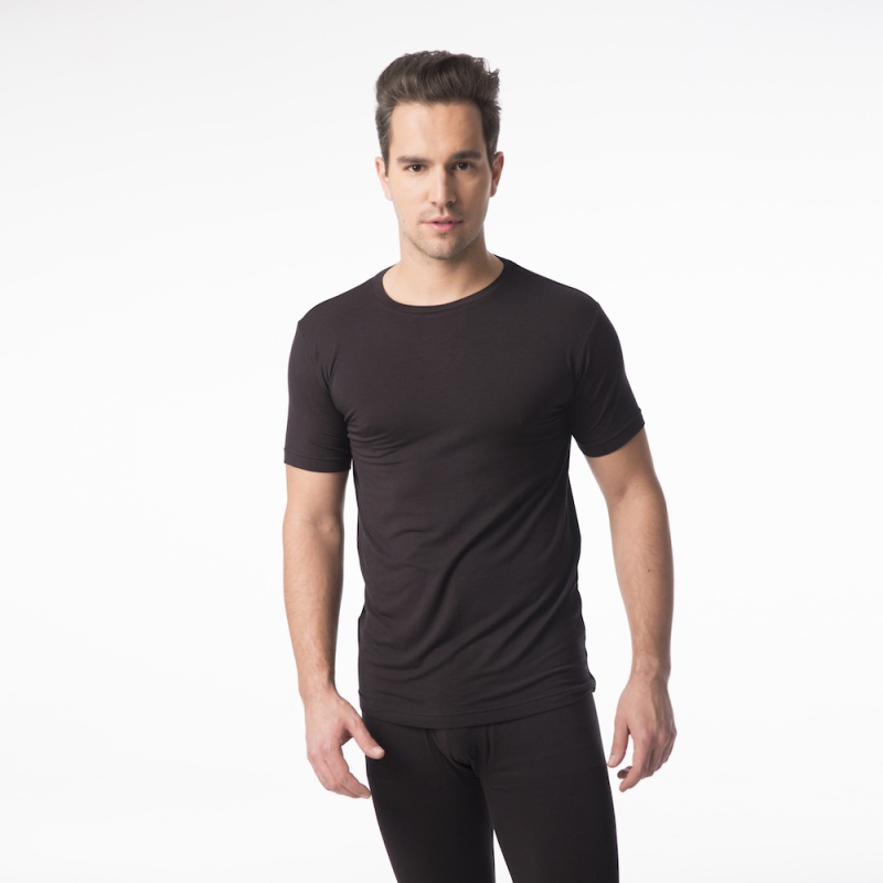 Mens Modal Thermal T-Shirt - Black