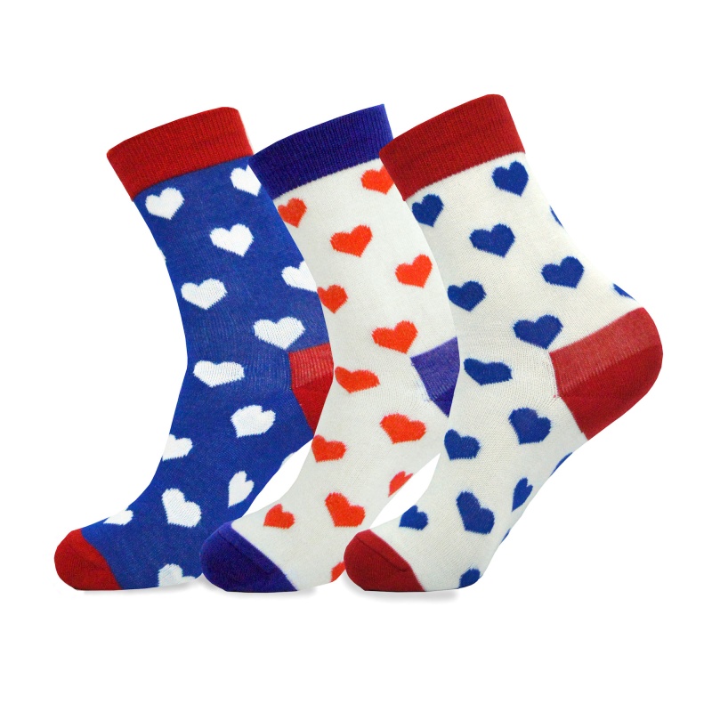 3 Pairs of Ladies Supersoft Pure Bamboo Socks - Hearts