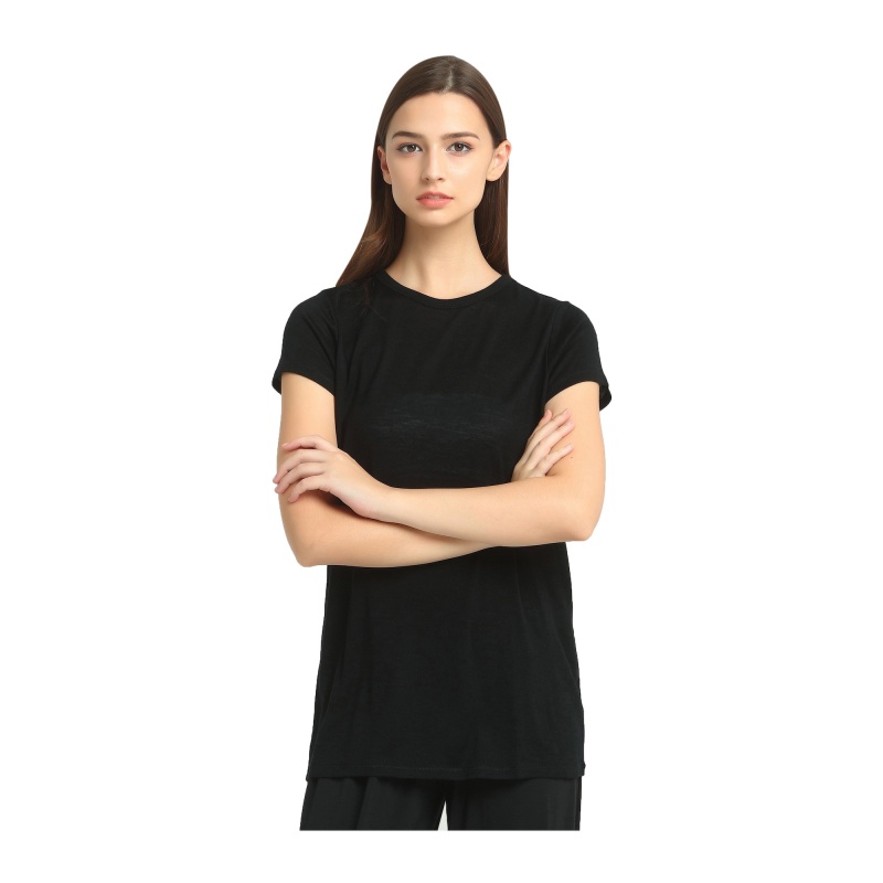 Ladies Silk Wool Black T-Shirt