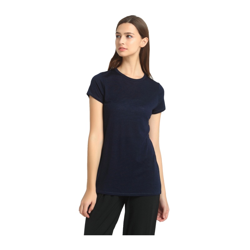 Ladies Silk Wool Navy T-Shirt