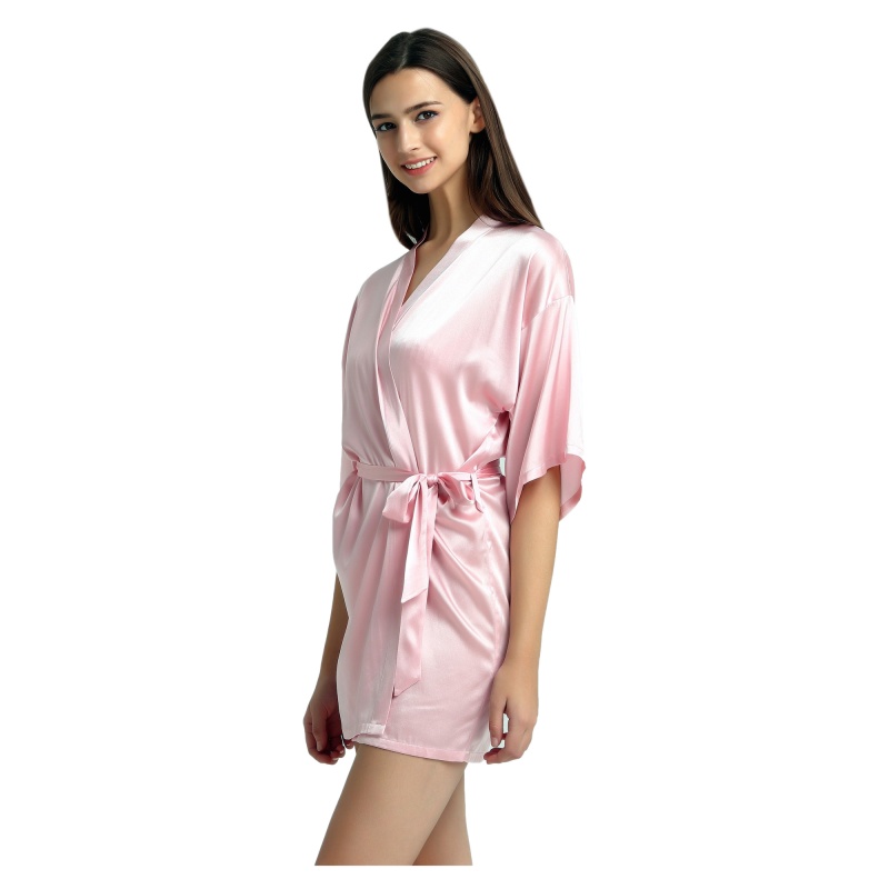 Silk Kimono Dressing Gown - Pink