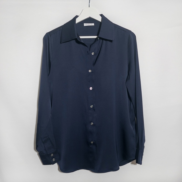 Ladies Navy Silk Blouse 