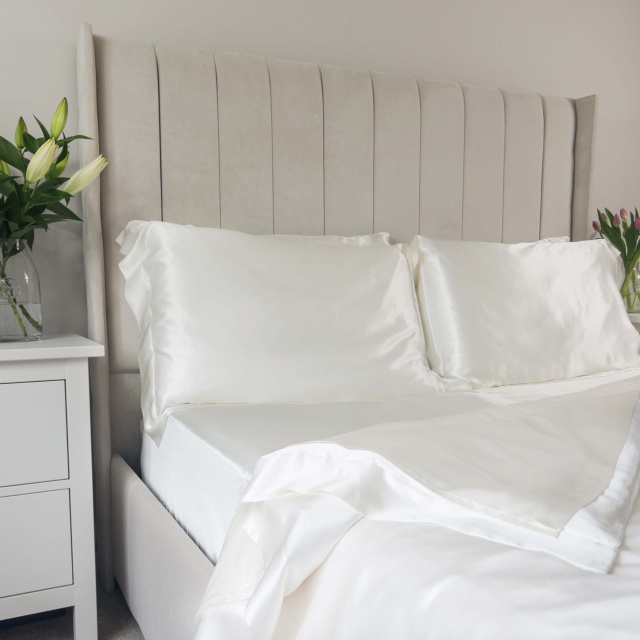 22 Momme 6PCS Ivory Silk Duvet Cover Set 