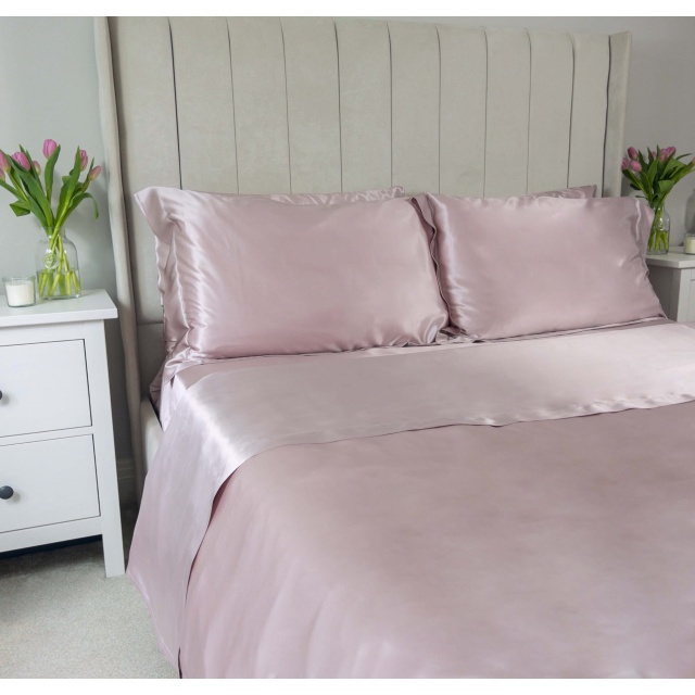 Pink 6PCs Silk Duvet Cover Set