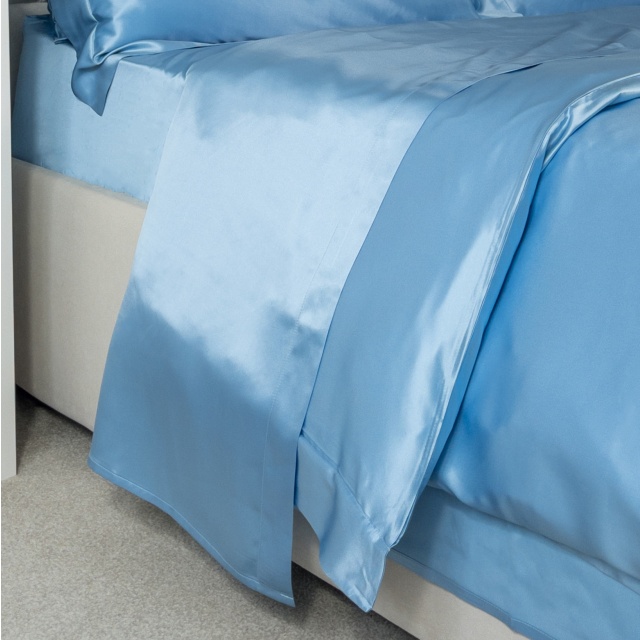 Blue Silk Flat Sheet