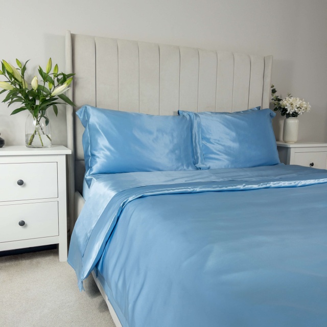 19 Momme Blue 3PCs Silk Duvet Cover Set