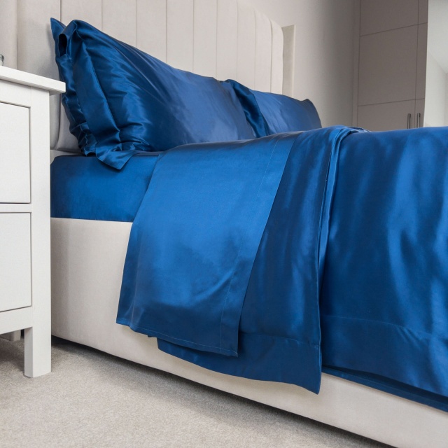 Navy Silk Flat Sheet