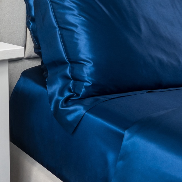 Navy Silk Fitted Sheet