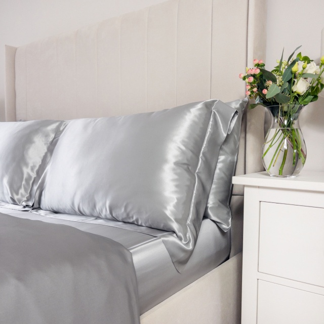 22 Momme Grey Silk Fitted Sheet