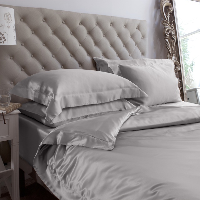 Grey 6PCs Silk Duvet Cover Set