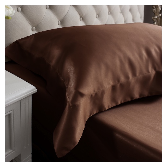 Mocha Oxford Square Silk Pillowcase