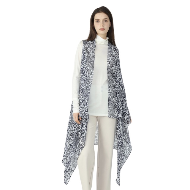 Silk Scarf Wrap Indigo Coral 
