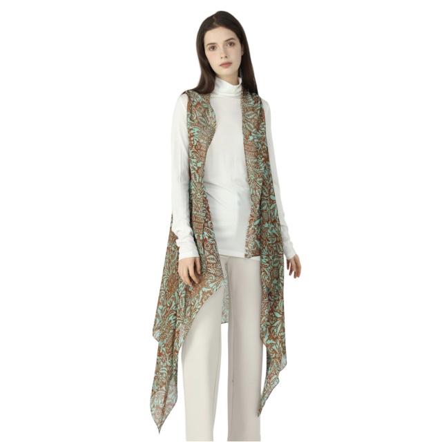 Silk Scarf Wrap Hazel Coral 