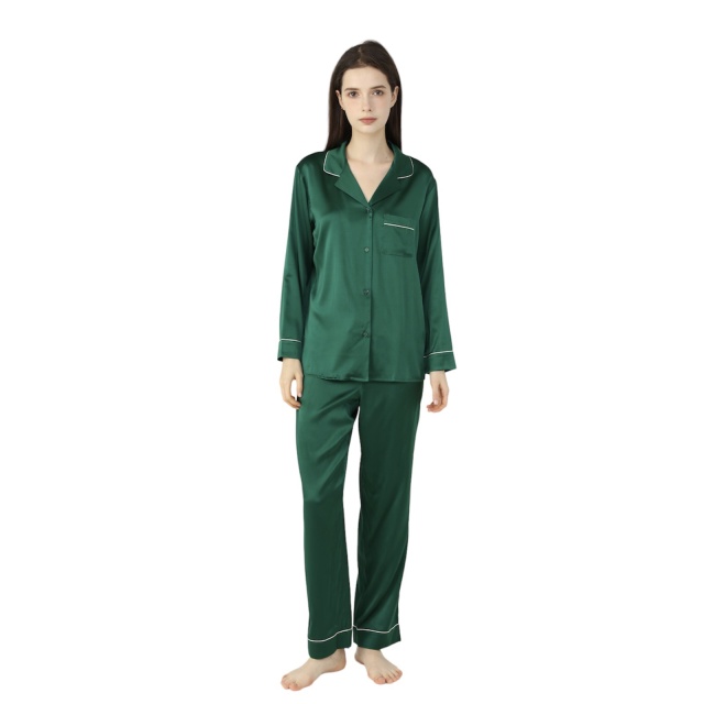 Ladies Pure Silk Pyjamas Emerald Green