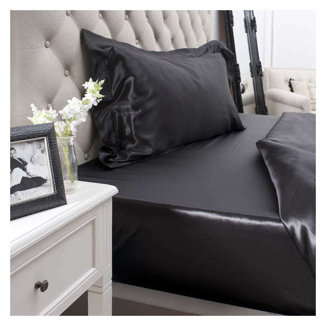 19 Momme Black Silk Fitted Sheet