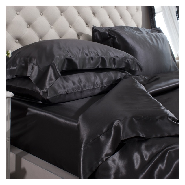 19 Momme Black 6PCs Silk Duvet Cover Set