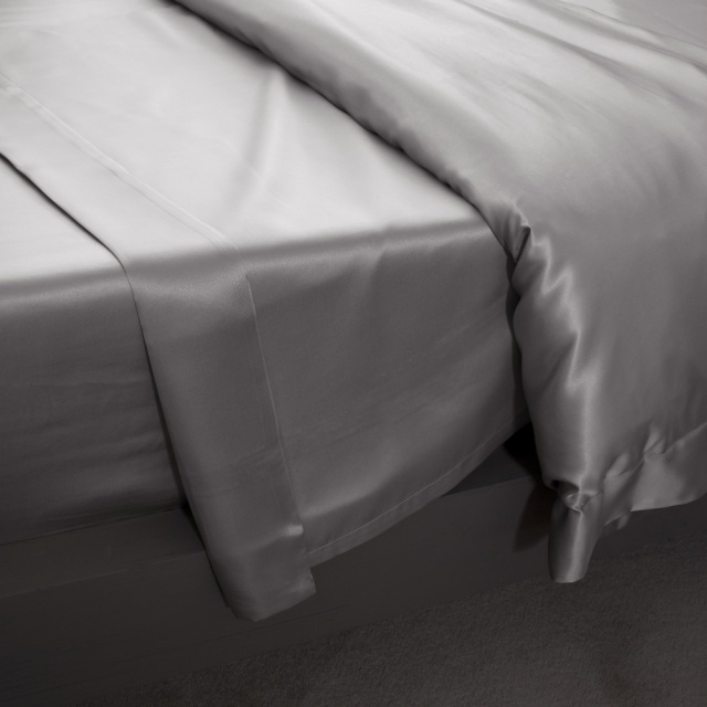 19 Momme Grey Silk Flat Sheet