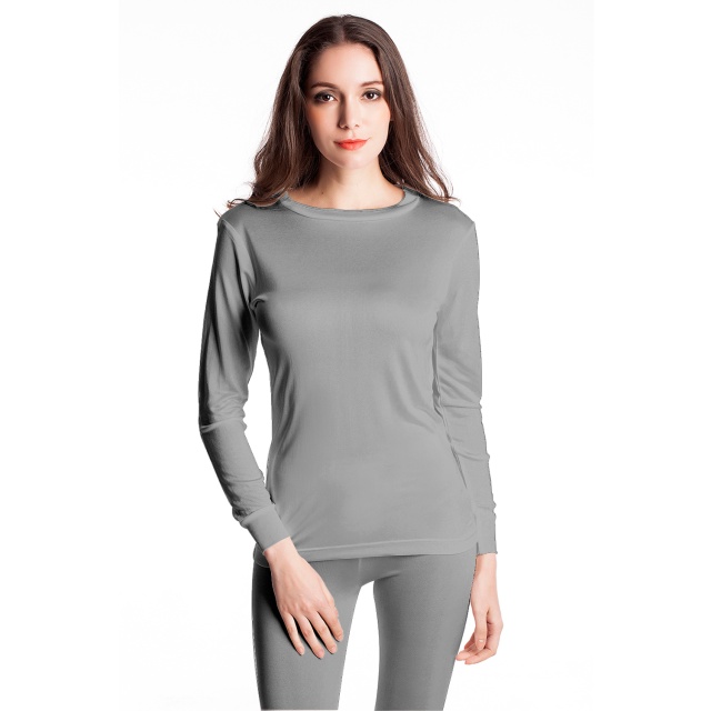 Ladies Pure Silk Grey Thermal Top