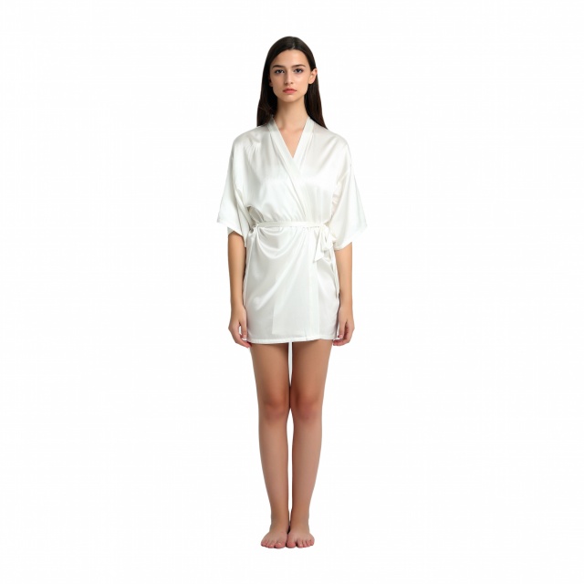 Silk Kimono Dressing Gown - Ivory