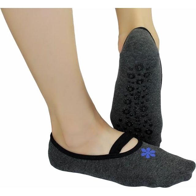 Jasmine Silk Boxed Non Slip Yoga Socks - Grey 