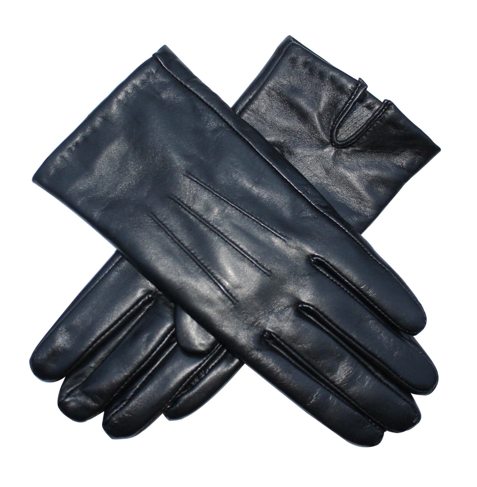Lined black leather gloves discount