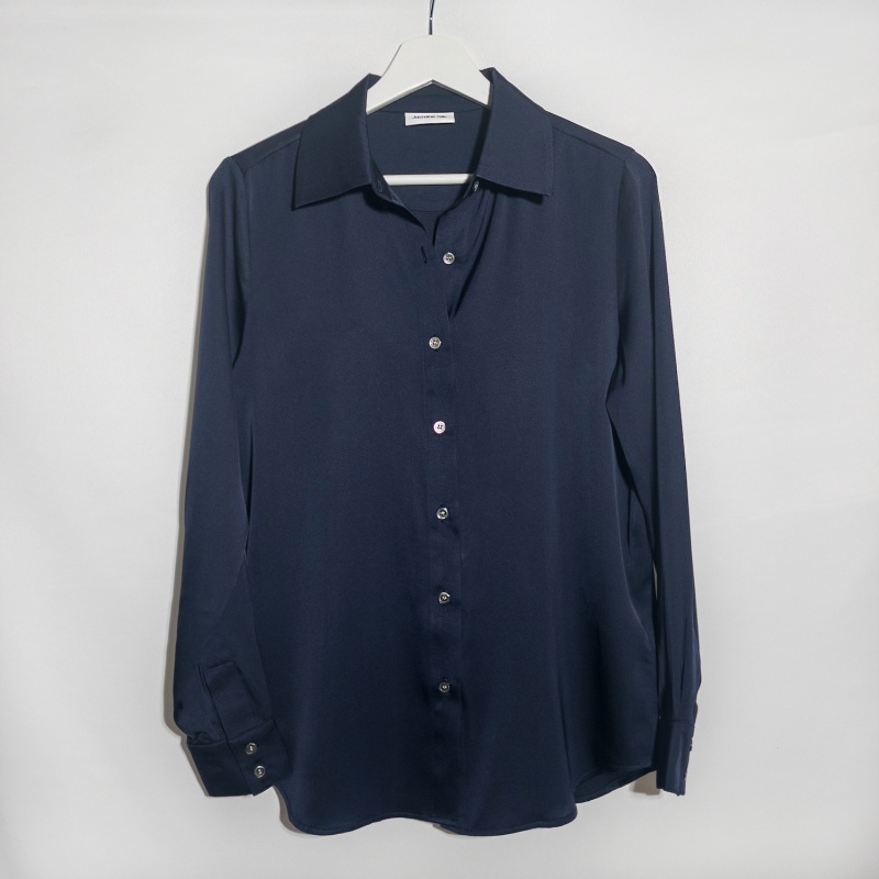 Ladies Navy Silk Blouse 