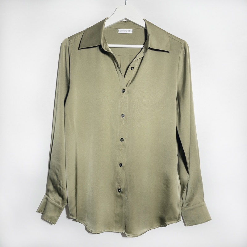 Ladies Khaki Silk Blouse
