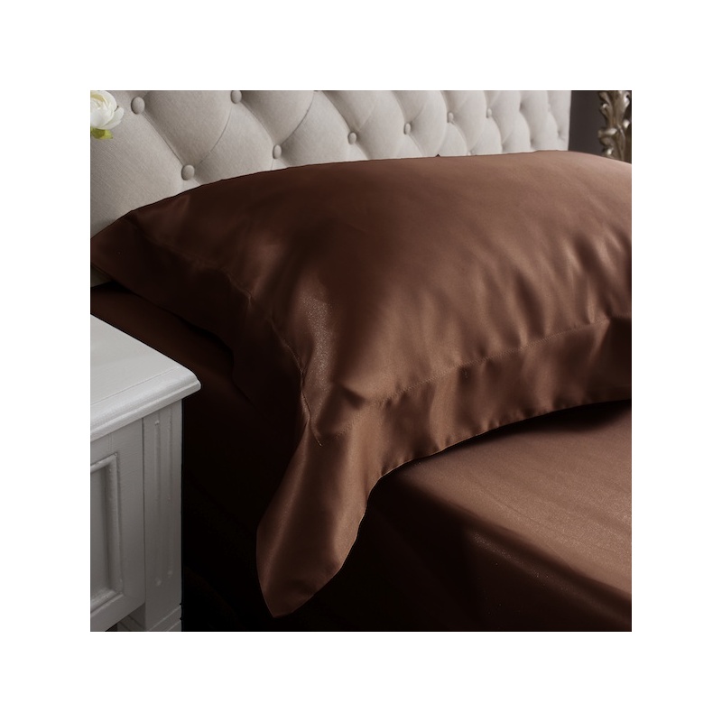 Mocha Oxford Square Silk Pillowcase
