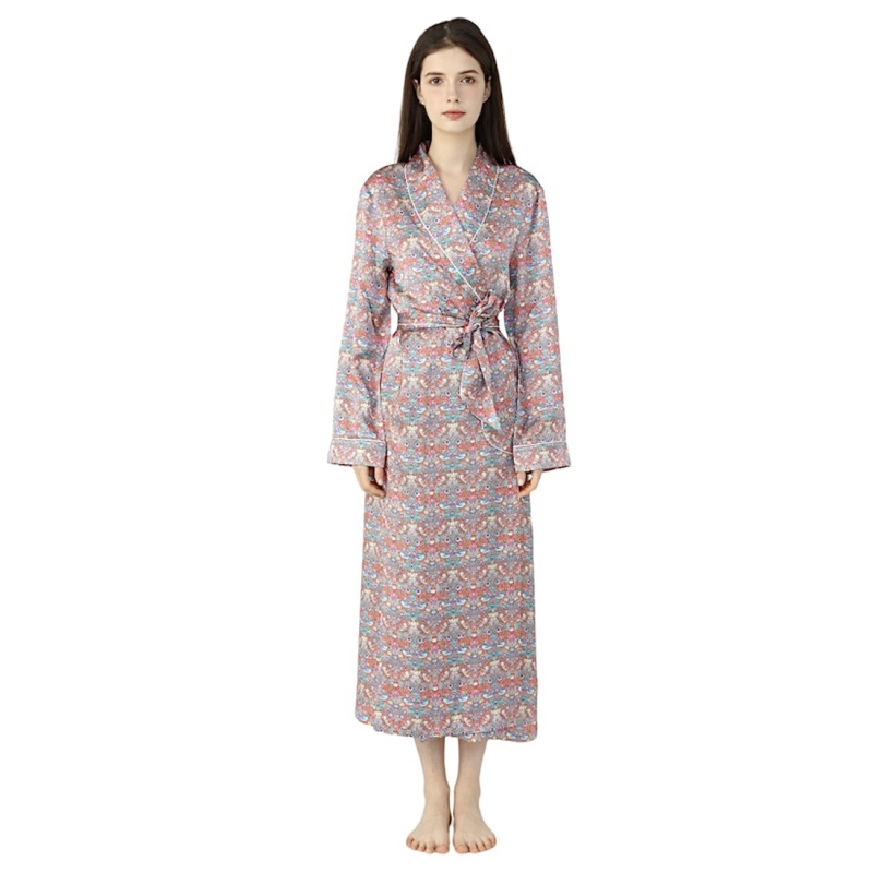 Women’s Liberty Strawberry Thief Tana Lawn Silk Dressing Gown 