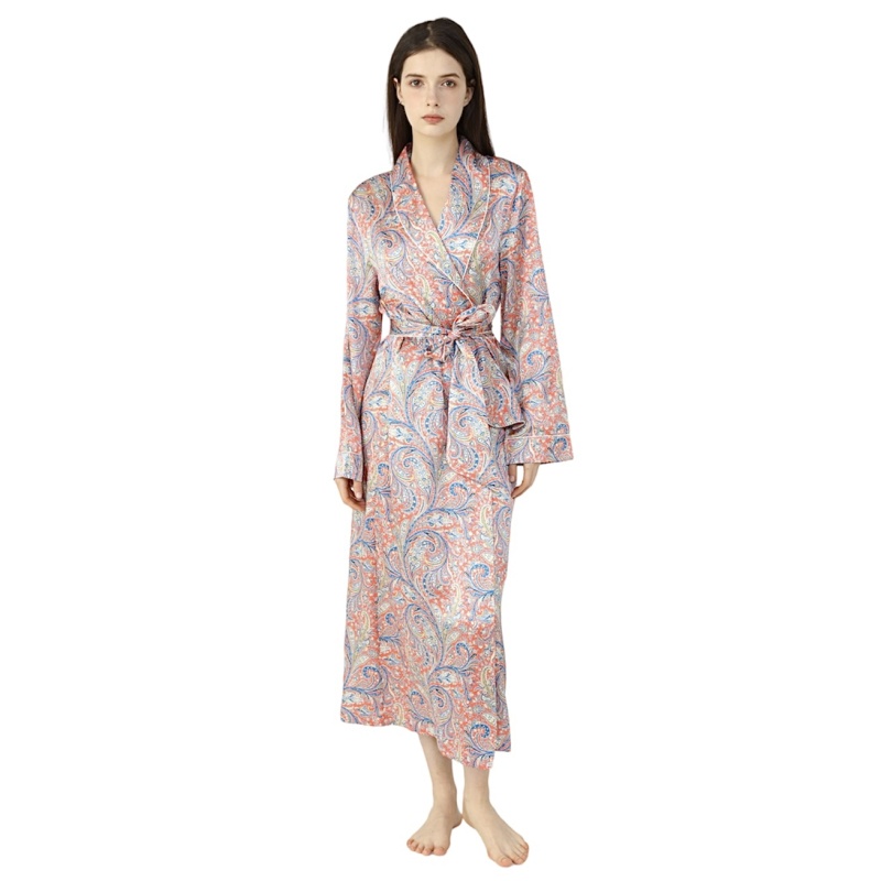 Women’s Liberty Great Missenden Orange Silk Dressing Gown 