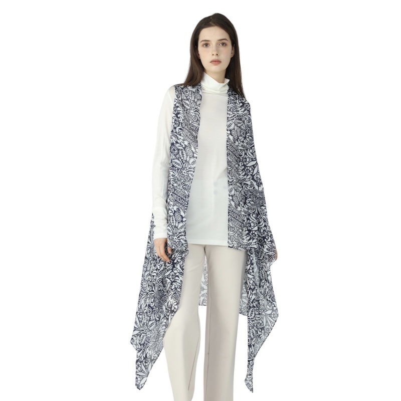 Silk Scarf Wrap Indigo Coral 