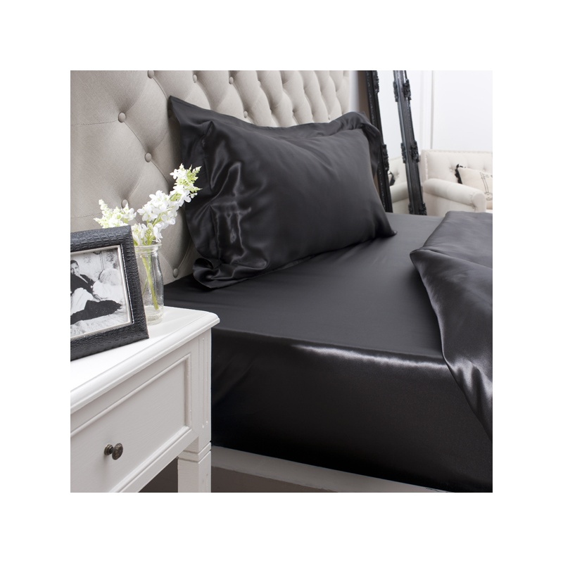 19 Momme Black Silk Fitted Sheet