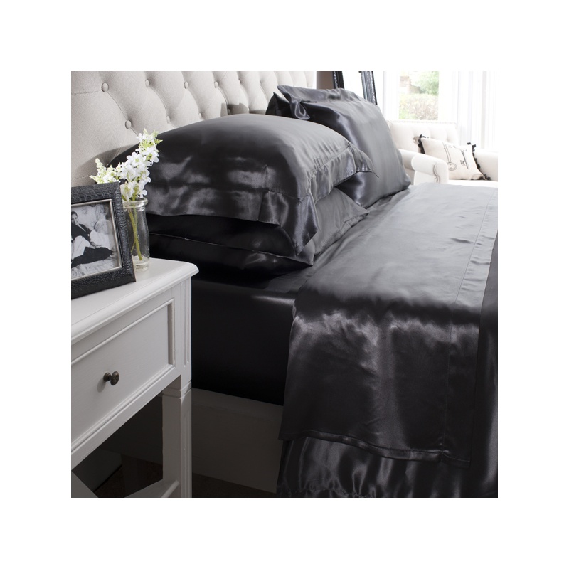19 Momme Black Silk Flat Sheet