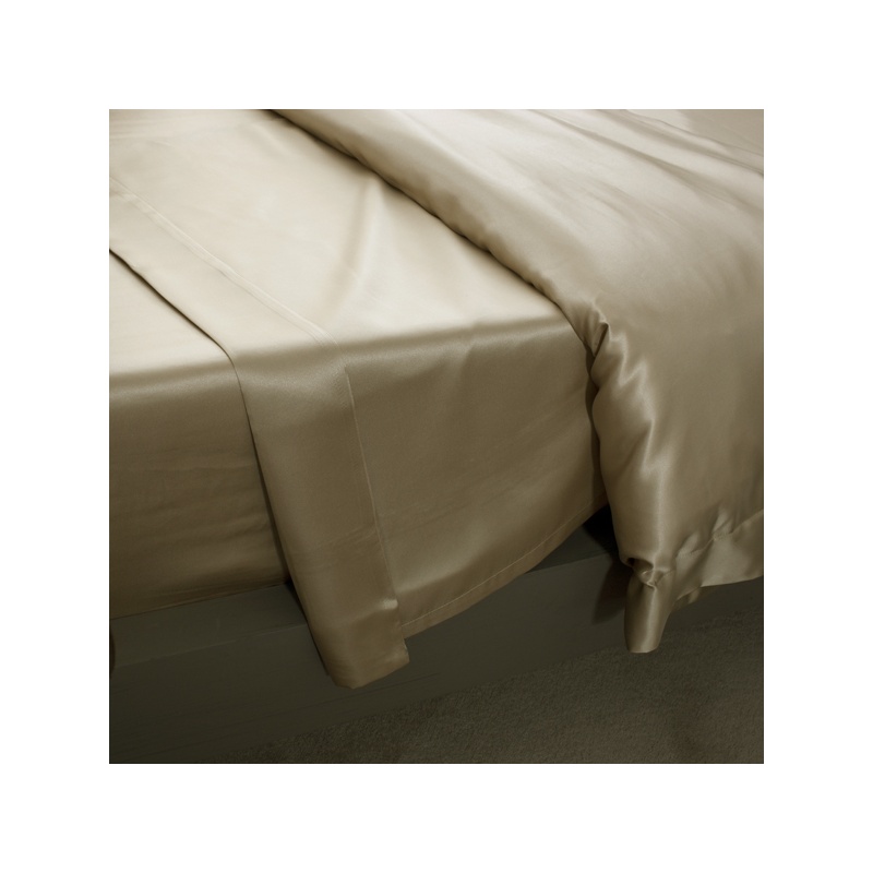 19 Momme Taupe Silk Flat Sheet