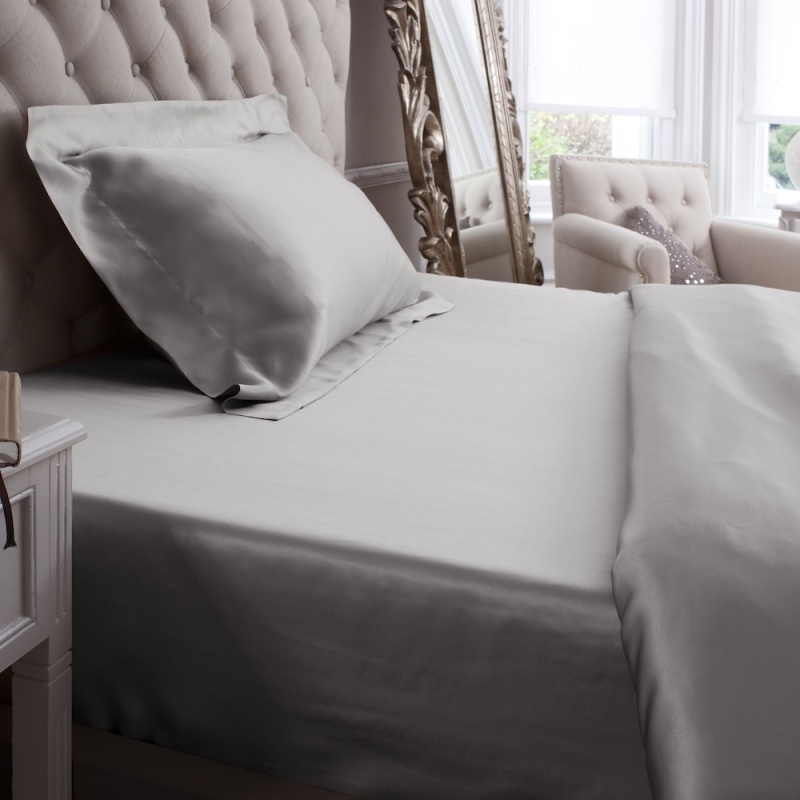 19 Momme Grey Silk Fitted Sheet