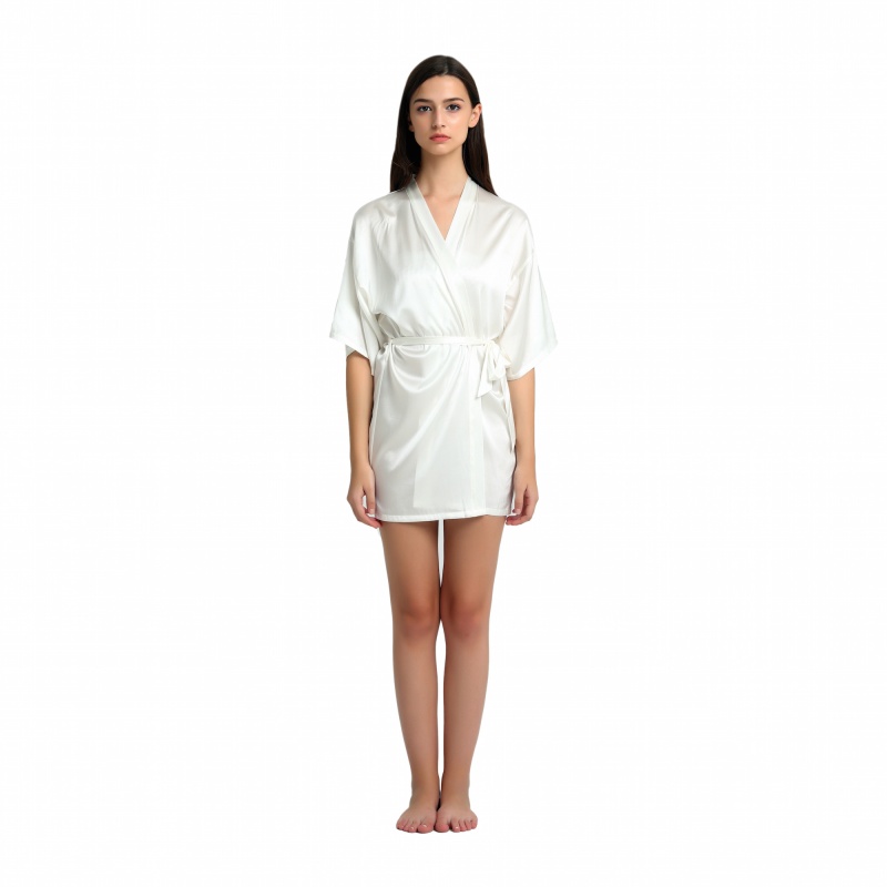 Silk Kimono Dressing Gown - Ivory