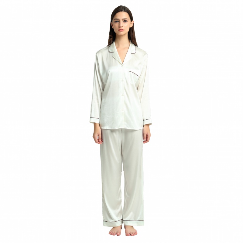 Ladies Pure Silk Ivory Pyjamas Jasmine Silk