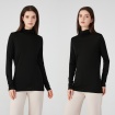 Ladies Silk Wool Turtle Neck Long Sleeved Top Black